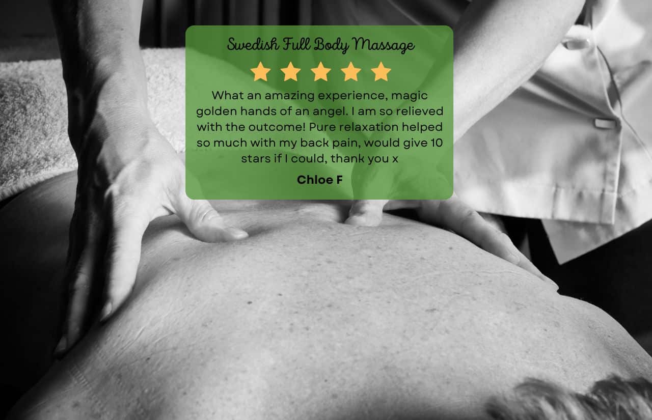 Swedish Full Body Massage with Testimonial Overlay